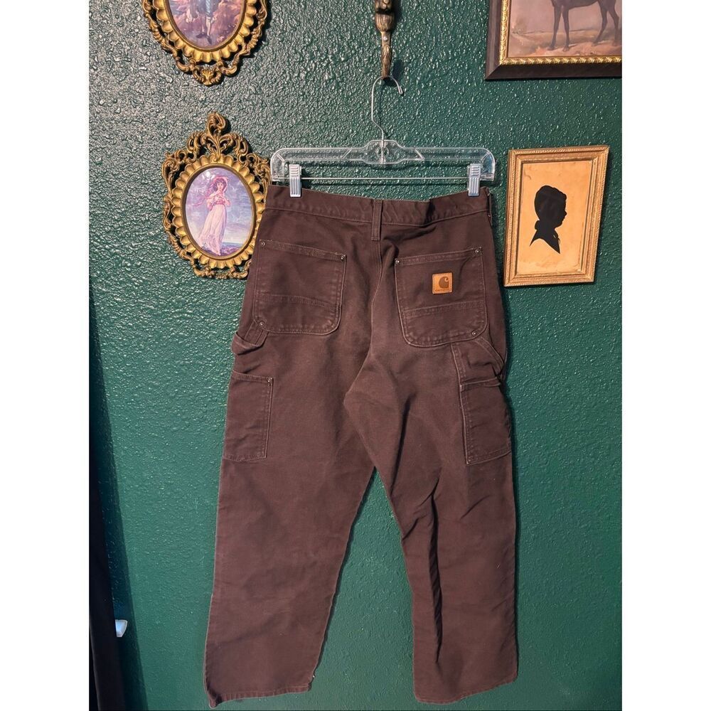 Carhartt Pants Mens 30x32 Brown Double Knee Canvas Carpenter B136 DKB Workwear - Picture 2 of 4